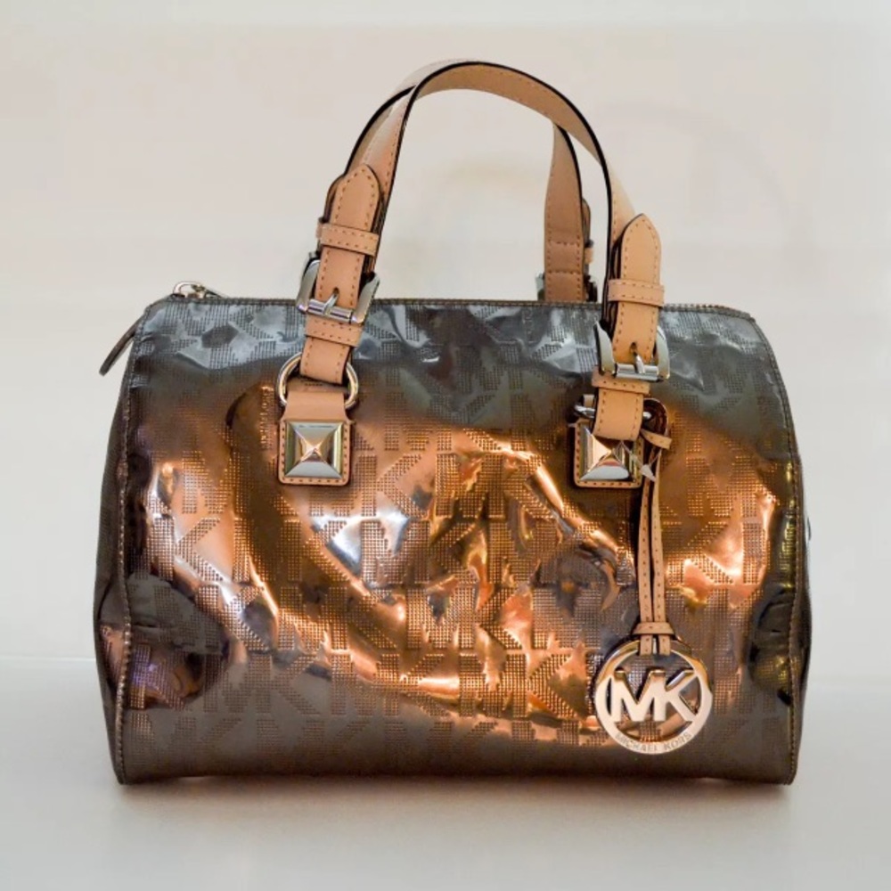 MICHAEL KORS HANDBAG, GRAYSON, (MIRROR METALLIC)